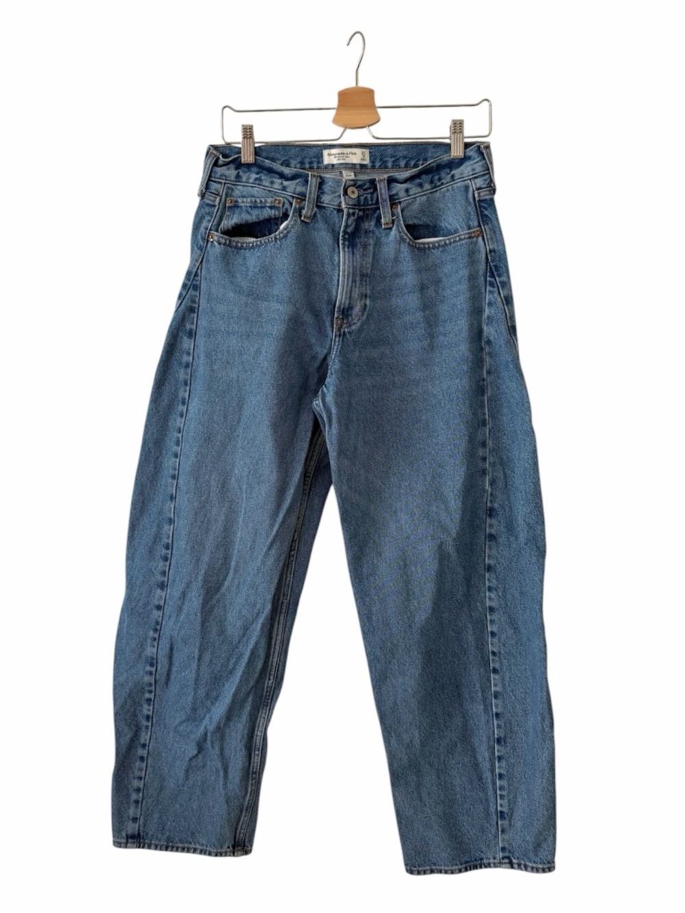 Abercrombie & Fitch Mid Rise Barrel Jeans Curve Love Size 27/4L - Picture 4 of 6